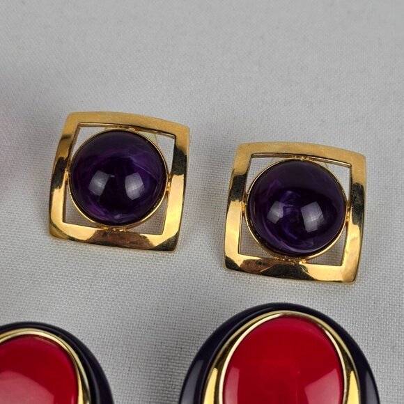 Vintage 90s Red & Orange Pierced Earrings - Picture 6 of 9